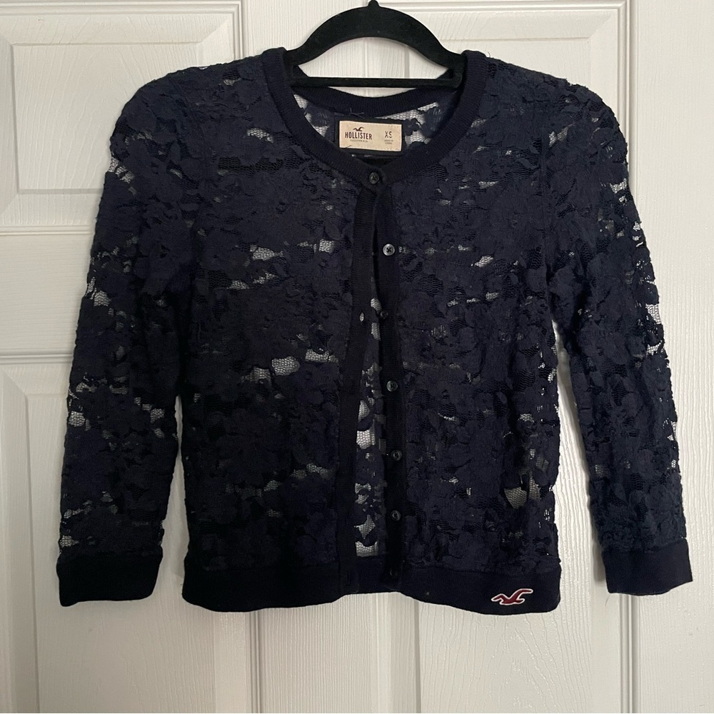 Hollister navy Lace Knit sweater XS